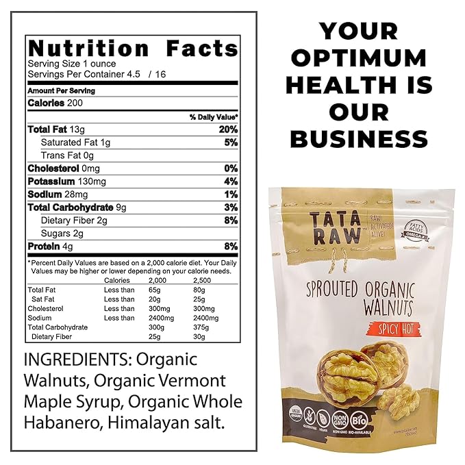 SPROUTED ORGANIC WALNUTS - SPICY HOT