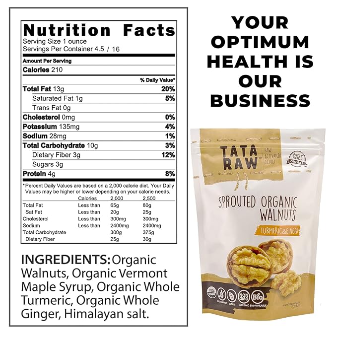 SPROUTED ORGANIC MAPLE WALNUTS - TURMERIC & GINGER