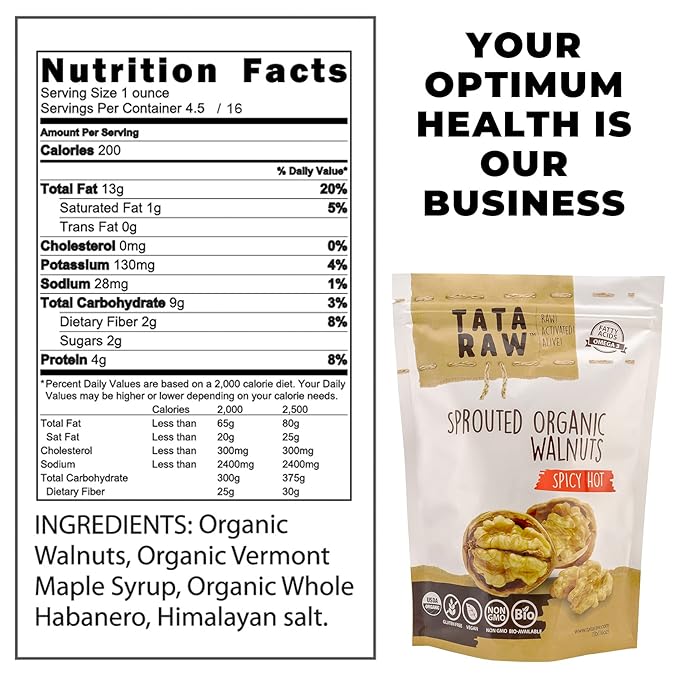 SPROUTED ORGANIC WALNUTS - SPICY HOT