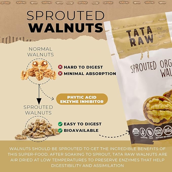 SPROUTED ORGANIC WALNUTS - PLAIN - NOTHING ADDED
