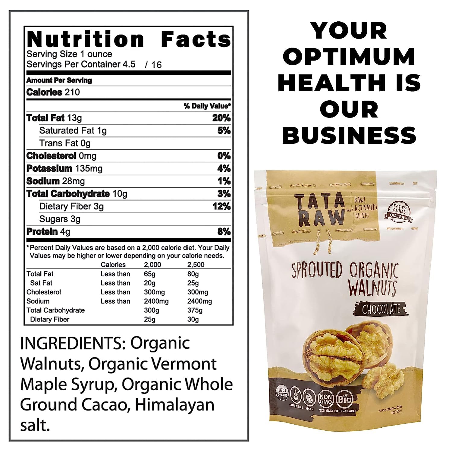 SPROUTED ORGANIC WALNUTS - CHOCOLATE