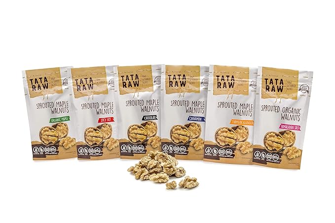 TATA RAW - Organic Sprouted Maple Walnuts Variety (Pack of 6)