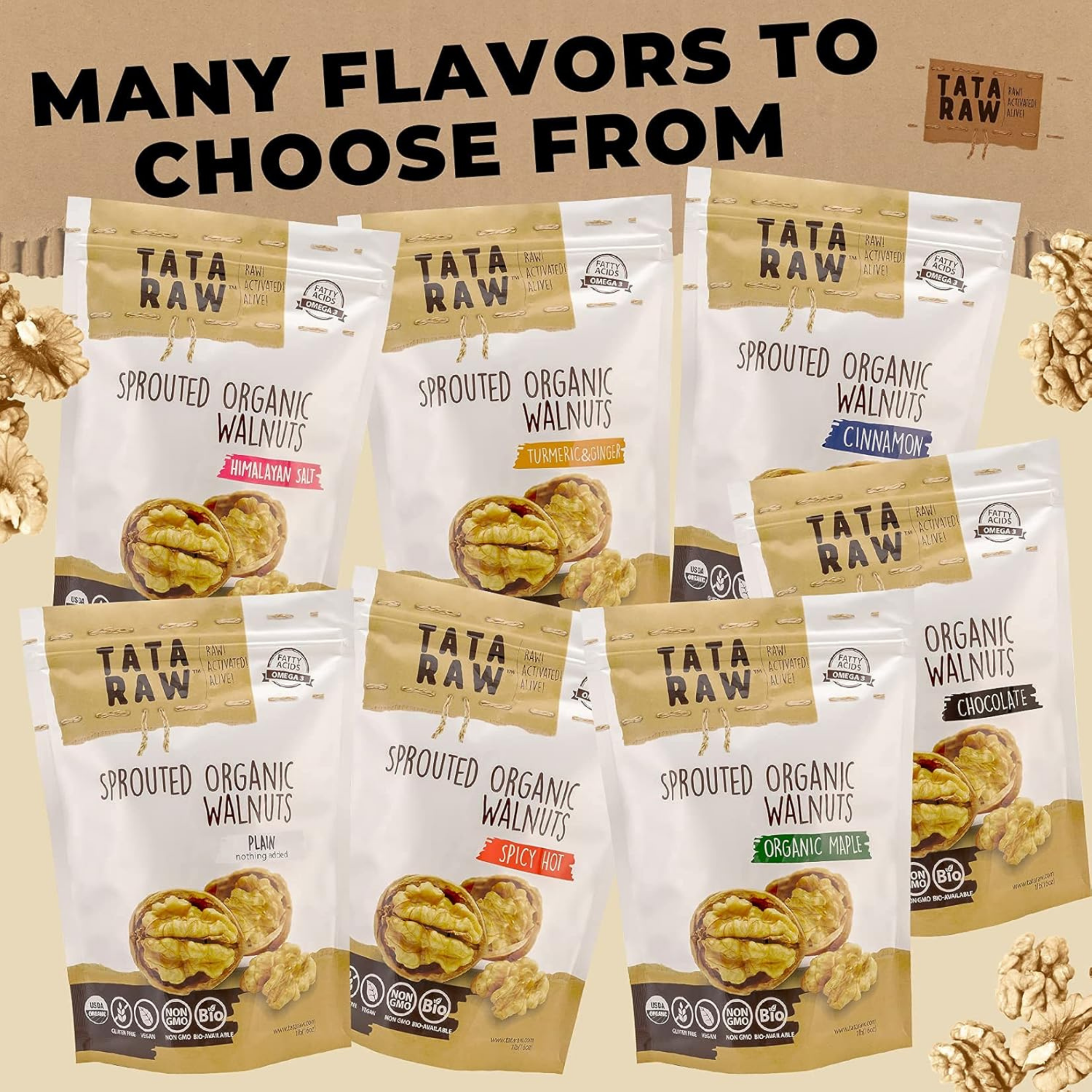 SPROUTED ORGANIC WALNUTS - PLAIN - NOTHING ADDED